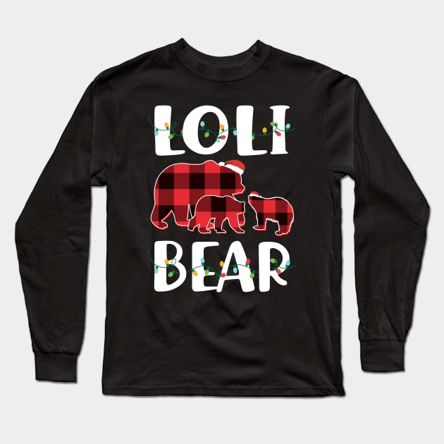 Loli Bear Red Plaid Christmas Pajama Matching Family Gift Long Sleeve T-Shirt by intelus